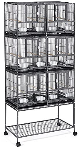 Yaheetech Pack of 3 Stackable Wide Bird Cage Divided Breeder Cage with Rolling Stand for Small Birds Parrots/Lovebirds/Finch Canaries/Parakeets/Cockatiels/Budgies