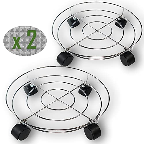 Percilun Soporte para Macetas con Ruedas, Soporte Plantas, Soporte Macetas Interior, Base con Ruedas, Ruedas Bombona Butano, Soporte Rodante.(2 Unidades, 32 cm / 12.5 in)