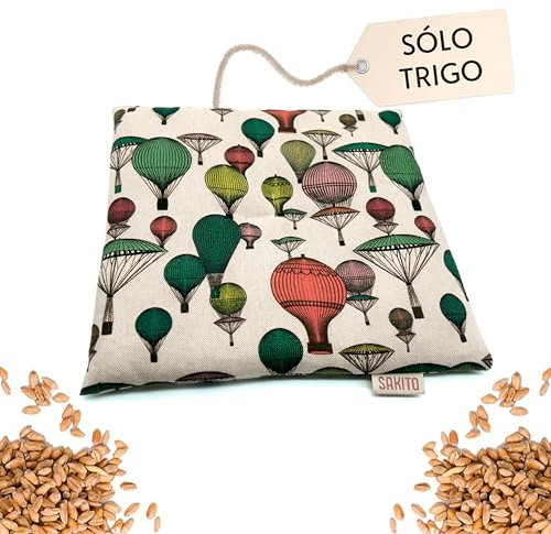 Saco Semillas Microondas (25x25 cm) - Cojin Térmico Natural para Cervicales y Lumbalgia, Uso en Calor o Frio - Gran Retencion de Calor - Muy Duradero con Tela de Primera Calidad (Solo Trigo)
