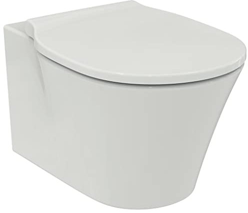 Ideal Standard - Connect Air, WC suspendido con tecnología Acquablade, Agua completo con tapa de inodoro de cierre lento, E-packaging dedicado al transporte de cerámica, Blanco