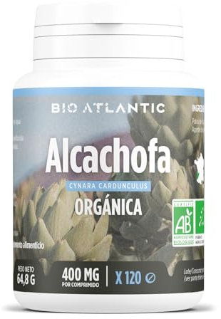 ✿ Alcachofa Orgánica - 1200 mg por dosis diaria - Cynarin - 120 comprimidos - Alta Concentración, Formato Ahorro, Premium y Vegetal