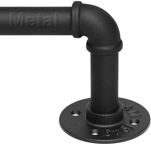 Refrze Curtain Rods for Windows 48 to 84 Inch, 1Black Curtain Rod Industrial Wrap Around,Adjustable Heavy Duty Blackout Curtain Rods for Ceiling,Bedroom,Outdoor Patio