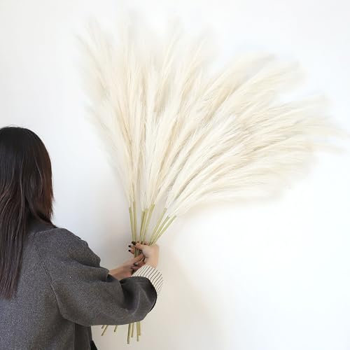 Larber 8 Stück Pampasgras Künstlich Groß Decor 113CM,Künstliche Trockenblumen Deko Pampasgras Groß für Wohnzimmer Flur Treppe Hochzeits Vase Dekoration