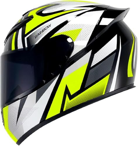 Integralhelm | Visier Motorradhelm | Motorrad-Kopfbedeckung Helm | Motorrad-Visier-Integralhelme, Integriertes Motorrad for Erwachsene, Männer, Frauen, Straßenrennen, DOT-zugelassen(C,S:52~53CM)