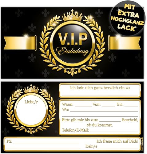 VULAVA 12x VIP EINLADUNGSKARTEN Junge Mädchen Erwachsene - die Party Karten sind die VIP EINLADUNG für Jugendweihe Silvester Hochzeit Geburtstag Einladung Kindergeburtstag Jungen Jubiläum Ticket
