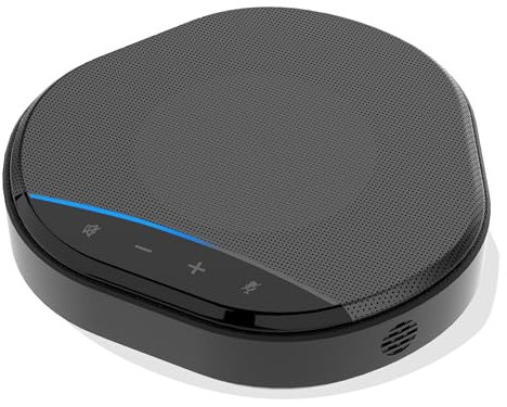 Altoparlante da Conferenza 360°con Microfono, 2×Microfoni IA, Cassa da 5 W, AEC/ANS/AGC, USB 2.0 Plug & Play, Conference Speaker per 5-10 Persone e Stanze Fino a 20m²