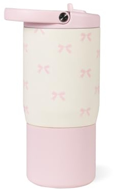 HydroJug Kids 14 oz Sport Water Bottle – Stainless Steel, Insulated, 100% Leakproof, With Carry Handle, BPA-Free – Kid-Friendly Design – Durable & Dishwasher Safe, Bows