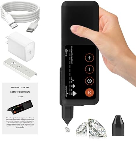 TALOEYH – Detector Profesional de Diamantes, bolígrafo electrónico portátil para detectar Diamantes, zafiros, rubíes, Cristales, ágatas, jades, Gemas y Piedras Preciosas (Negro)