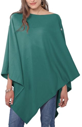 DiaryLook Ladies Button Cashmere Feel Multiway Poncho Shawl Scarf Wrap for Women