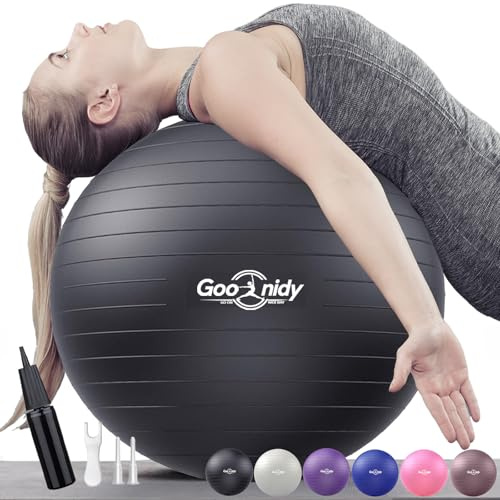 Palla da ginnastica morbida grande, protezione anti-scoppio, palla da seduta per ufficio, ergonomica, supporta 2200 libbre, palla da fitness morbida, palla da yoga con pompa per gravidanza, ginnastica