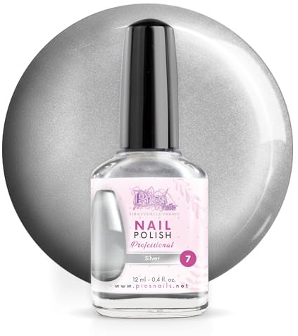 Smalto Unghie Professionale 12 ml – Silver | Colore Intenso e Brillante | Smalto per Unghie Lunga Durata | Finitura Lucida Effetto Salone – Smalti per Unghie Facili da Applicare e Rimuovere