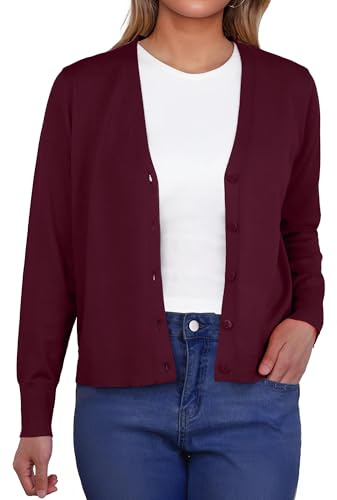 GRECERELLE Cárdigan ligero para mujer, cuello en V, manga larga, informal, con botones, para verano, noche
