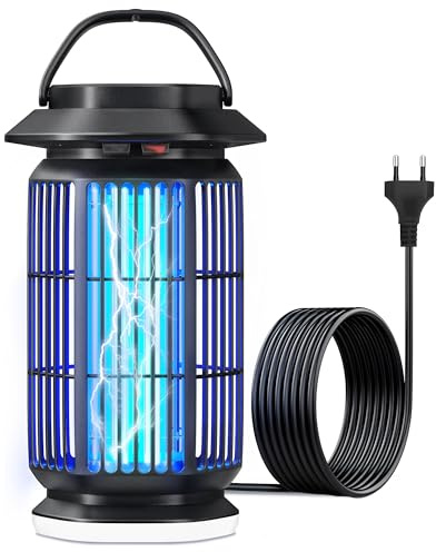 ROVLAK Lámpara Antimosquitos 2 en 1 con Luz LED, Mata Mosquitos Eléctrico 4000V con Luz UV 365nm, IPX4 Impermeable, Aparato Mosquitos Eléctrico Interior y Exterior para Dormitorio, Terraza y Camping