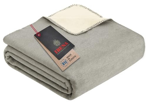 Ibena Dublin Kniedecke 100x150 cm - Kinderdecke hellgrau wollweiß, Kuscheldecke aus Baumwollmischung angenehm warm und kuschelig, hervorragende Qualität
