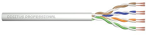 DIGITUS Roh-Patchkabel Cat-5e - Meterware Unkonfektioniert - 100 m - U-UTP Netzwerk-Kabel - PVC - AWG 26/7 - Grau