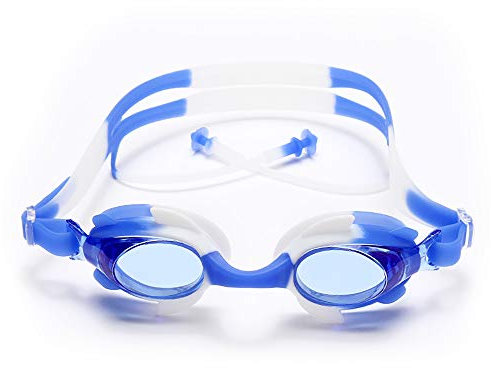 TOMYEER Set de esnórquel de buceo máscara de buceo gafas de esnórquel, antifugas, protección UV para adultos y niños, color azul y blanco