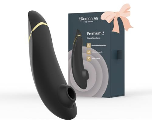 Womanizer Premium 2 Klitoris-Sauger –Saugspielzeug mit Autopilot und Smart Silence – Wasserdichter Klitoris-Stimulator mit 14 Sauggeschwindigkeiten – Vibrierendes Sexspielzeug für Frauen - Schwarz