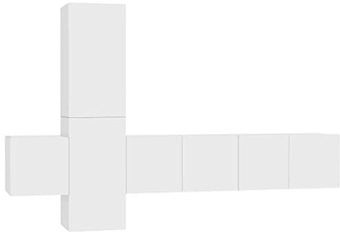 vidaXL Ensemble de Meubles TV 5 pcs, Ensemble d'Armoires de Télévision avec Rangement, Meubles Télé de Salon, Blanc Bois d'Ingénierie