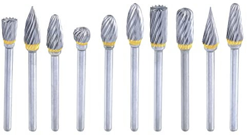 Bestgle hartmetall frässtifte set 10 stück doppelschnitt-frässtifte 3mm schaft drehfräser rotary tool rotationsfräser schaftfräser für holzbearbeitung gravieren bohren metallbearbeitung