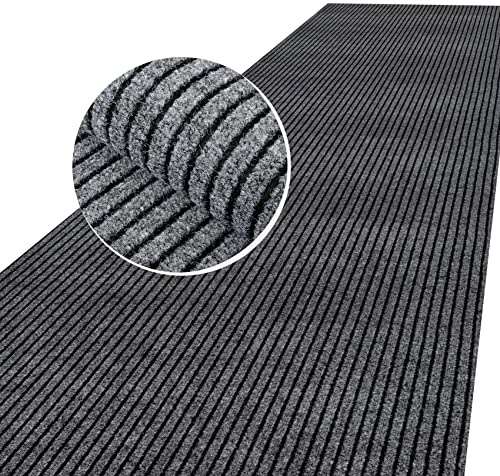 ANRO Felpudo atrapador de la suciedad, alfombra para pasillo, alfombra de limpieza por metros, para interior y exterior, entrada en rollo de color gris, 400 x 100 cm