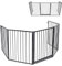 Froadp Kaminschutzgitter Metall Ofenschutzgitter mit Tür 305 x 76 cm Laufgitter Baby Laufstall Absperrgitter Tierschutzgitter Inkl. 5 Elementen Kamingitter Kinderschutz Schutzgitter (Schwarz)