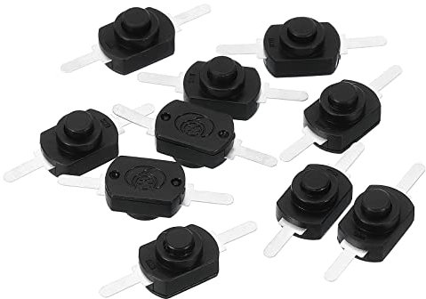 PATIKIL Latching Push Button Switch, 10 Pcs Straight Pin On/Off Self-lock DC 30V 1A Micro Control Switch for Flashlight Light Lamp Wall Outlet DIY, Black