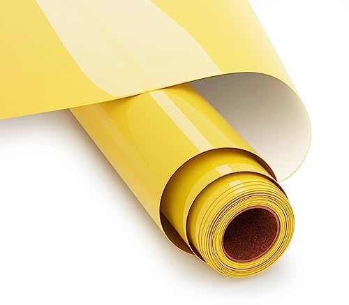 UIOK Plotterfolie textil gul 30,5 x 365,7 cm, flexfolie, plotter, textil, gul, flexfolie, strykfolie, plotter, värmeöverföring, vinyl, för gör-det-själv t-shirt, överföringsfolie, plotter, flexfolie