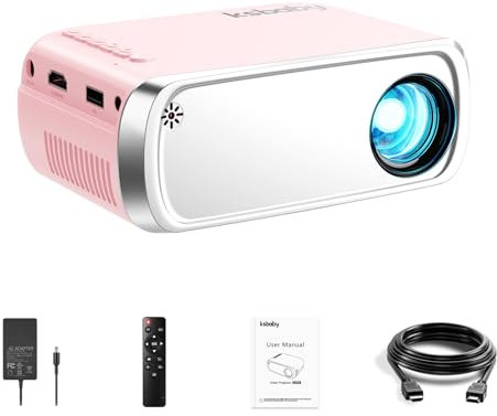 Tragbarer Projektor, ksbaby Outdoor Projektor, LED Ästhetischer Video Mini Projektor für Outdoor Tragbare Filme Kompatibel mit HDMI, USB, Laptop, TV Stick, iOS und Android Telefon