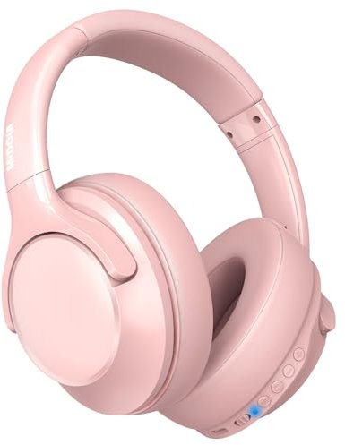 MIDOLA Auriculares Bluetooth sobre la oreja 68H Tiempo de reproducción 6 EQ Auriculares inalámbricos con micrófono HiFi Estéreo Plegable Ligero Deep Bass para Viajes Casa Oficina Teléfono Celular Rosa