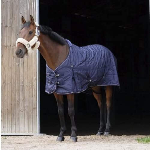 Equithème Coperta per stalla con piega, 840D, 300 g, dimensioni: 135 cm, 6'0, colore: blu navy