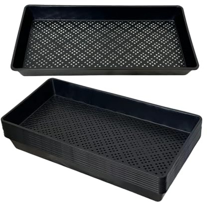 ILITING Bandeja de malla 1020, bandeja de bloqueo de tierra, 1020 bandejas, bandejas de iniciación de plántulas, paquete de 5, color negro, 25,4 x 53,3 cm para microgreens hidropónicos