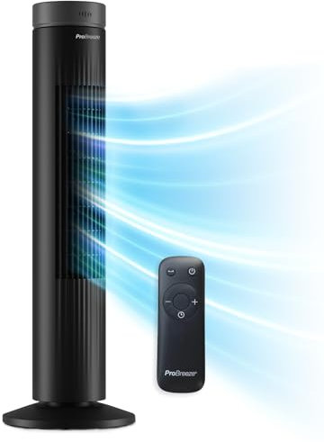 Pro Breeze® 30 Tower Fan with 7-Hour Digital Timer, Remote Control, 3 Cooling Fan Modes & LED Light Indicator - Powerful & Energy-Efficient Electric Fan for Home and Office - Black