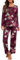 PrinStory Women's Pajama Set Long Sleeve Top And Pants Pjs Sets Ladies Comfy Pjs For Women Sets Soft Loungewear Nightwear Sleepwear (Flowers Wine Red, L)