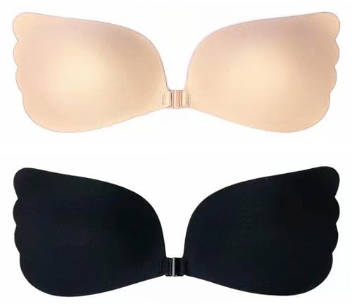 TaleMoon Soutien Gorge Adhesif - 2 Paires Coque Invisible Dos Nu, Push Up Réutilisable Sans Bretelle, Silicone pour Robe de Mariée