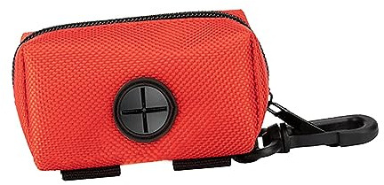 ＡＷＨＡＯ Porta Sacchetti per Escrementi di Cane, Porta Sacchetti per Escrementi di Cane, con Moschettone, Chiusura a Cerniera, Distributore di Sacchetti per Es, Rosso