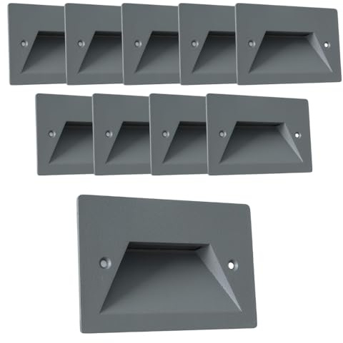damastoreitalia Faretto segnapassi da esterno lampada da muro IP65 LED 3W ad incasso per scatola cassetta 503 scale giardino viale gradini nero bianco o grigio (Grigio - Luce naturale 4000K)