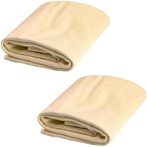 XNBTFK 2 PCS Chamois Leathers for Cars, 40 x 30 cm Soft Shammy Leather Cloth for Car, Ultra Absorbent and Scratch Free for Car Detailing, Windows, Motorcycle Cleaning
