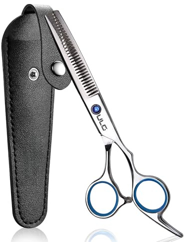 ULG Forbici professionali per sfoltire con custodia in pelle – Forbici per capelli e texture giapponesi in acciaio inox da 6,5 pollici per uso domestico e salone