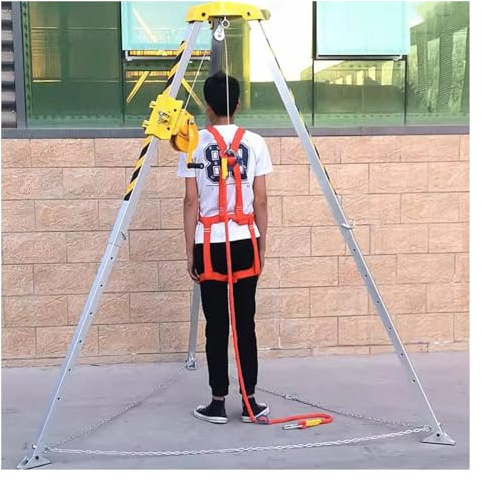 Kit di protezione anticaduta in alluminio resistente – Treppiede telescopico per spazi ristretti Sistema di salvataggio da 1,2 a 2,7 m corda di sicurezza e attrezzatura anticaduta per edilizia e uso
