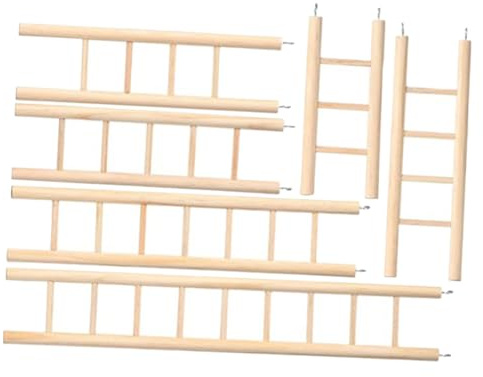 SEWOART Scale per Uccelli in Legno Naturale 6 Pezzi, Giocattoli a Scala per Pappagalli, Giocattoli per Arrampicata da Interno per Parrocchetti, Calopsitte e Inseparabili, Accessori