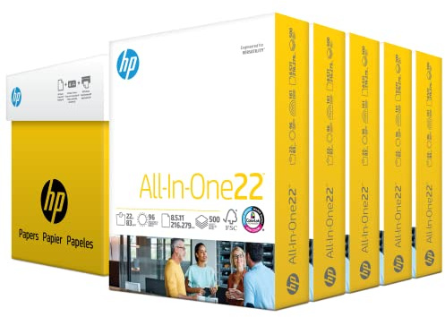 HP Papers | 8.5x 11 Paper | All-In-One 22 lb | 5 Ream Case - 2,500 Sheets | 96 Bright| Made in USA - FSC Certified | 207000C