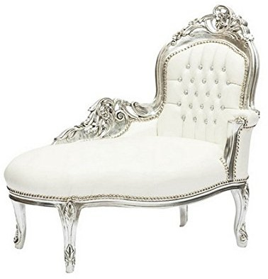 Way Home Store Dormeuse Poltrona Paolina Barocco Stile Francese Luigi XVI Argento e Bianco
