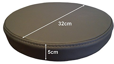 Quattro Meble Runde Dunkelgrau Echtleder Sitzkissen Lederkissen Sitzpolster fur Barstuhl Barhocker Sessel Stuhle Bank doppelt genähtes Echt Leder Kissen Sitzauflage Auflage (Durchmesser 32 cm)