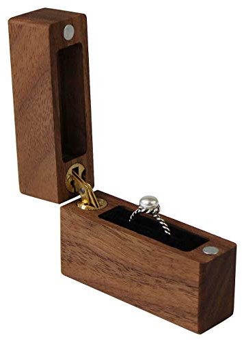 UOOOM Wood Ring Box Portable Jewelry Box (Brown)