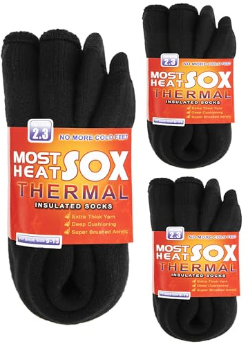 Loritta Thermal Socks for Men, Winter Warm Socks Mens for Cold Weather Extreme Temperatures, B1-Charcoal Grey (3 Pairs)