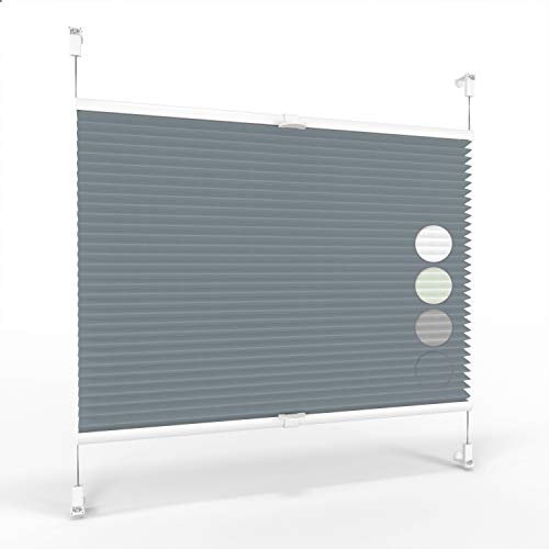 ALOHA Plissee ohne Bohren Klemmfix Faltrollo Plisseerollo Blickdicht Sonnenschutz Jalousie für Fenster & Tür (Graphit / 90x130cm / Breite x Höhe)