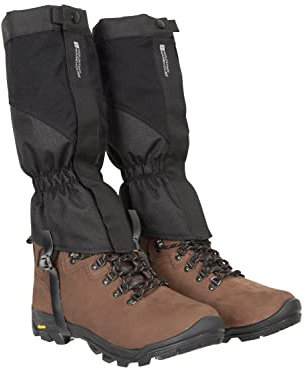 Mountain Warehouse Highland Gamaschen - Wasserfest, für Wanderstiefel, strapazierfähige Beinbekleidung,Frontverschluss, Stiefelgamaschen, Haken - Hält Wasser ab Schwarz Jet Medium / Large