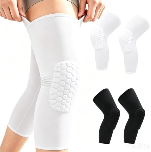 SUNGOOYUE Rodillera, Rodillera Unisex de 2 Piezas para Baloncesto y Fútbol, Soporte de Rodilla (Blanco)