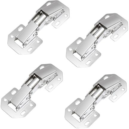 4 Stück Aufschraubscharniere, Öffnungswinkel Möbelscharniere, Türscharniere für Schrank, Geeignet für Küchenschränke, Schranktüren(Silber)