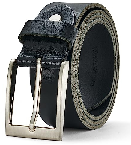 VRLEGEND Gürtel Herren Ledergürtel Echt Leder Jeansgürtel Herrengürtel 3.8cm Mit Geschenkbox（Schwarz,115cm）